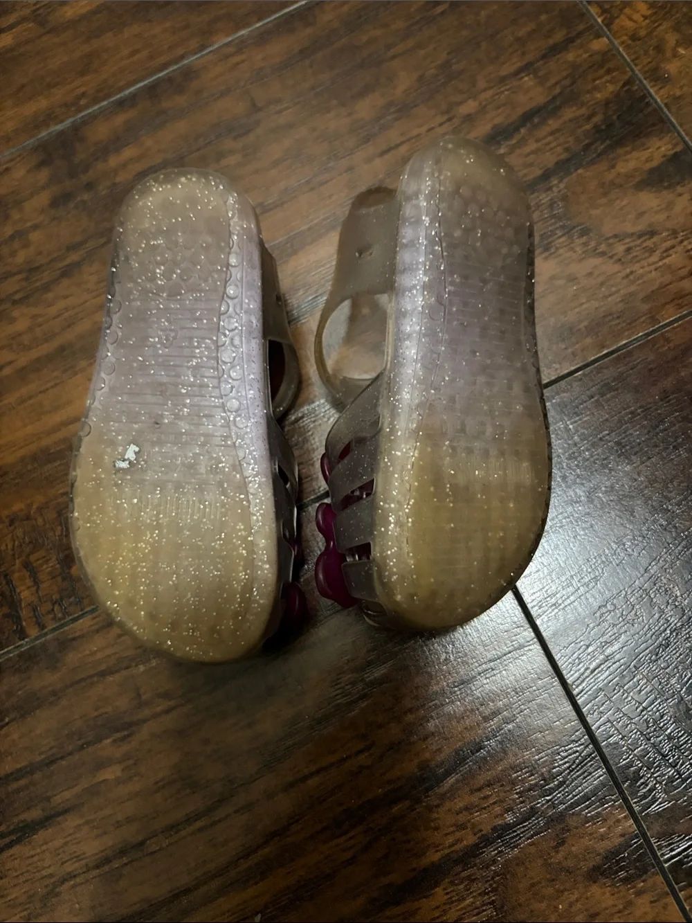 Melissa Kids Clear Glitter Sandals with Magenta Popsicle Charms